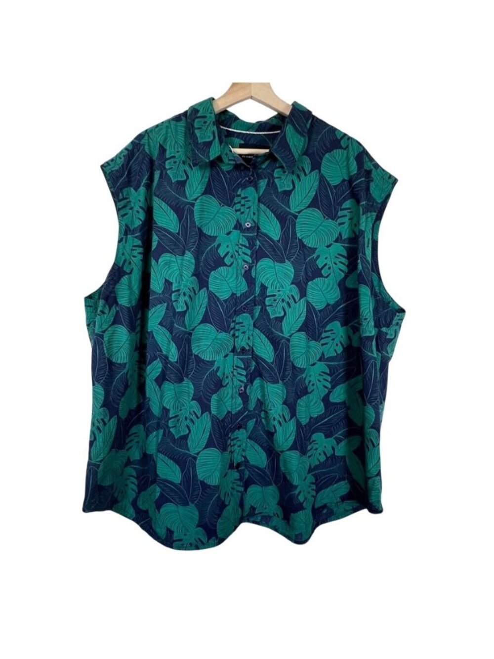 WILDFANG Essential 12-Way Button Up 2X Tropical Botanical Oversized Shirt